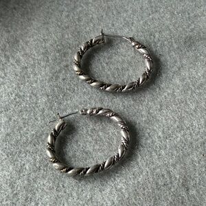 Elegant Silver Twisted Hoop Earrings